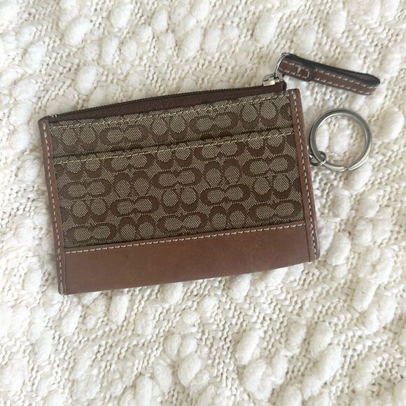 Coach Coin Purse Signature C’s Canvas & Leather Wallet - Picture 4 of 6